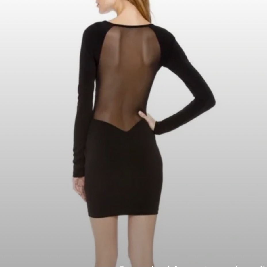 Elizabeth And James Mesh Back Long Sleeve Bodycon Dress Black Sz S